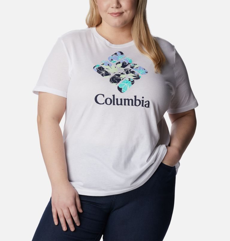 Tricouri Columbia Bluebird Day Relaxed Crew Neck Dama Albi | Plus Size FO7A1QSZ0